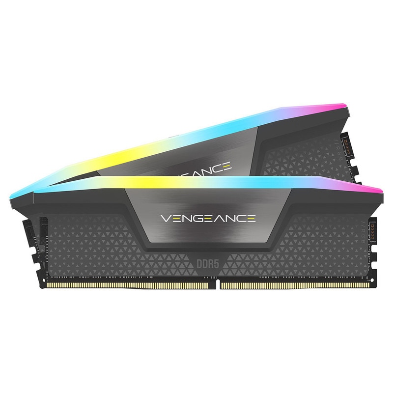 رم دسکتاپ DDR5 کورسیر مدل VENGEANCE RGB ظرفیت 64 گیگابایت دو کاناله 6000 مگاهرتز CL40 با هیت‌سینک خنک‌کننده و ماژول U-DIMM دو عدد 32 گیگابایتی