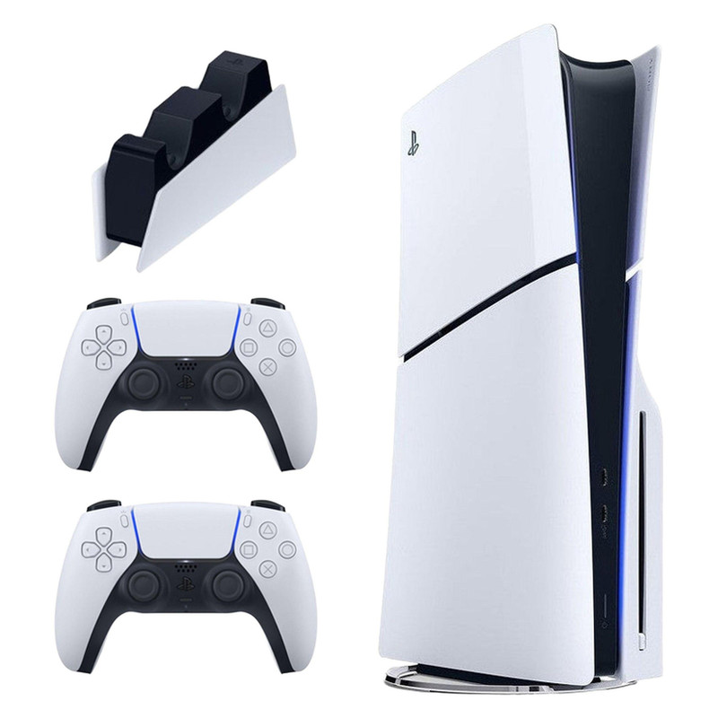 کنسول بازی سونی مدل PlayStation 5 Slim ظرفیت یک ترابایت ریجن 2016A اروپا به همراه دسته اضافی و پایه شارژر