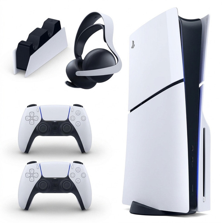 کنسول بازی سونی مدل PlayStation 5 Slim ظرفیت یک ترابایت ریجن 2016A اروپا به همراه دسته اضافی و پایه شارژر و هدست Elite