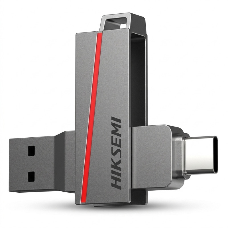 فلش مموری OTG هایک سمی 64 گیگابایت مدل HS-USB-E307C با رابط‌های USB نسخه 3.2 و Type-C، مقاوم در برابر ضربه و خط‌وخش