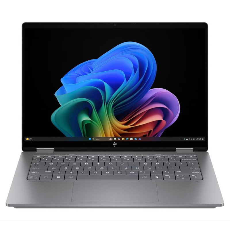 لپ‌تاپ 14 اینچی اچ‌ پی مدل OmniBook X Flip 14-fm0013dx، پردازنده Core Ultra 5-226V، رم 16 گیگابایت LPDDR5X، حافظه SSD با ظرفیت 512 گیگابایت، نمایشگر لمسی FHD+، قابلیت باز شدن 360 درجه و پشتیبانی از قلم، Wi-Fi 6E و سیستم‌عامل Windows 11