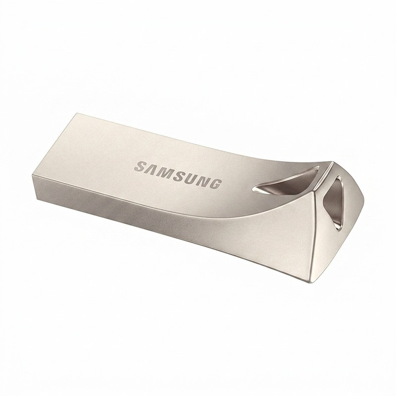 فلش مموری سامسونگ مدل Bar Plus MUF-32BE ظرفیت 16 گیگابایت با پورت USB سه‌نقطه‌یک، بدنه فلزی و مقاوم در برابر آب، شوک، حرارت، مغناطیس و اشعه ایکس