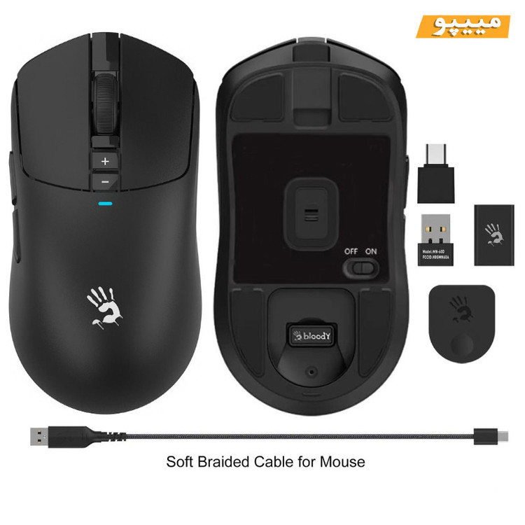 ماوس گیمینگ دوگانه بیسیم و باسیم بلادی مدل R_72_ULTRA_DUAL