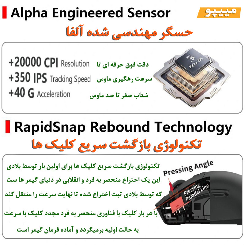 ماوس گیمینگ دوگانه بیسیم و باسیم بلادی مدل R_72_ULTRA_DUAL