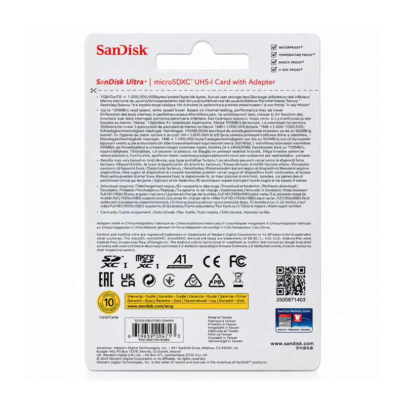 کارت حافظه microSDXC سندیسک مدل Ultra A1 کلاس 10 استاندارد UHS-I U1 سرعت 140 مگابایت بر ثانیه ظرفیت 128 گیگابایت