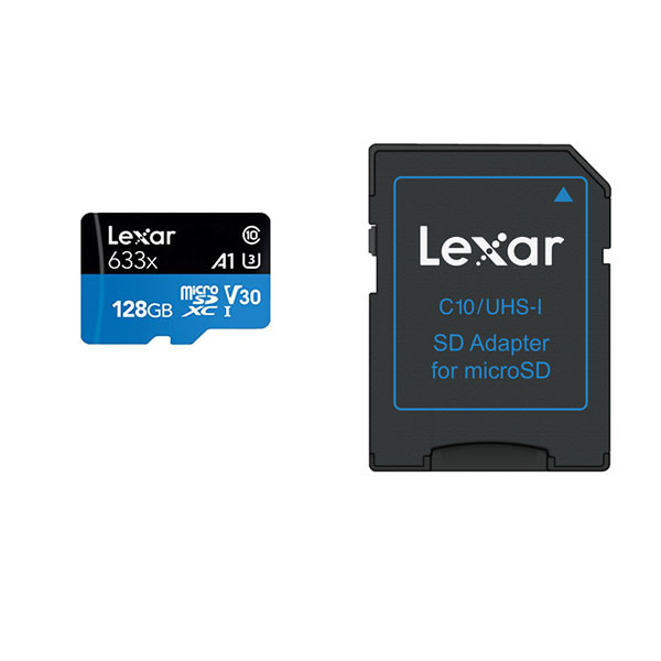 کارت حافظه microSDXC لکسار مدل V30 A1 کلاس 10 استاندارد UHS-I U3 سرعت 95MBps ظرفیت 128گیگابایت به همراه آداپتور SD