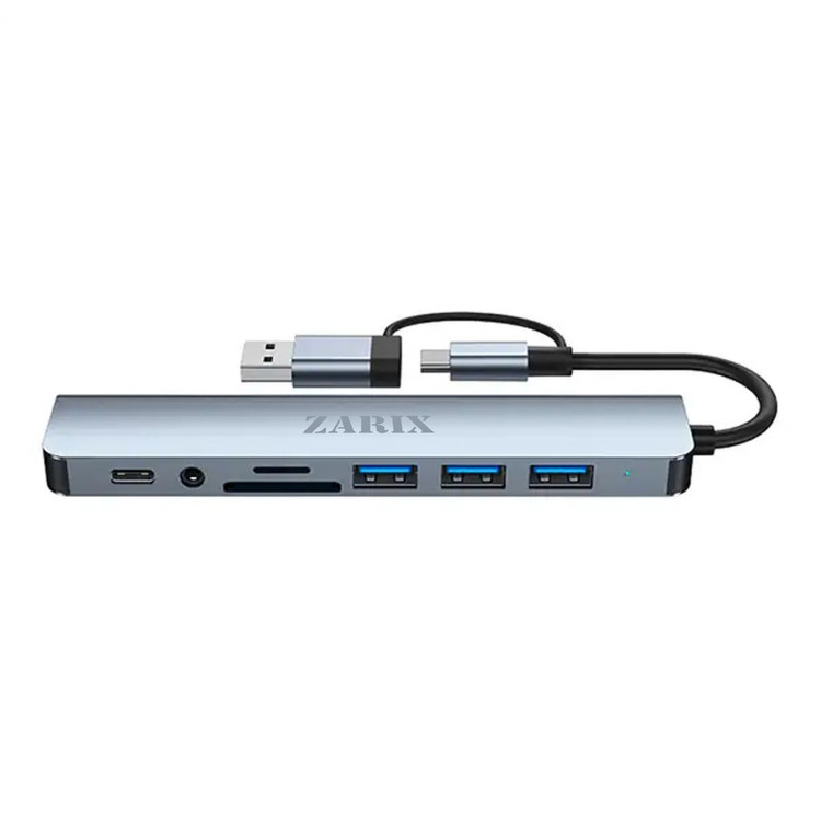 هاب 8 پورت USB 3.0/USB-C زاریکس مدل Z8 Pro