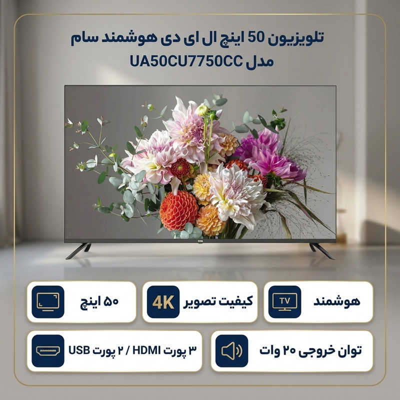 تلویزیون 50 اینچ ال ای دی هوشمند سام مدل UA50CU7750CC