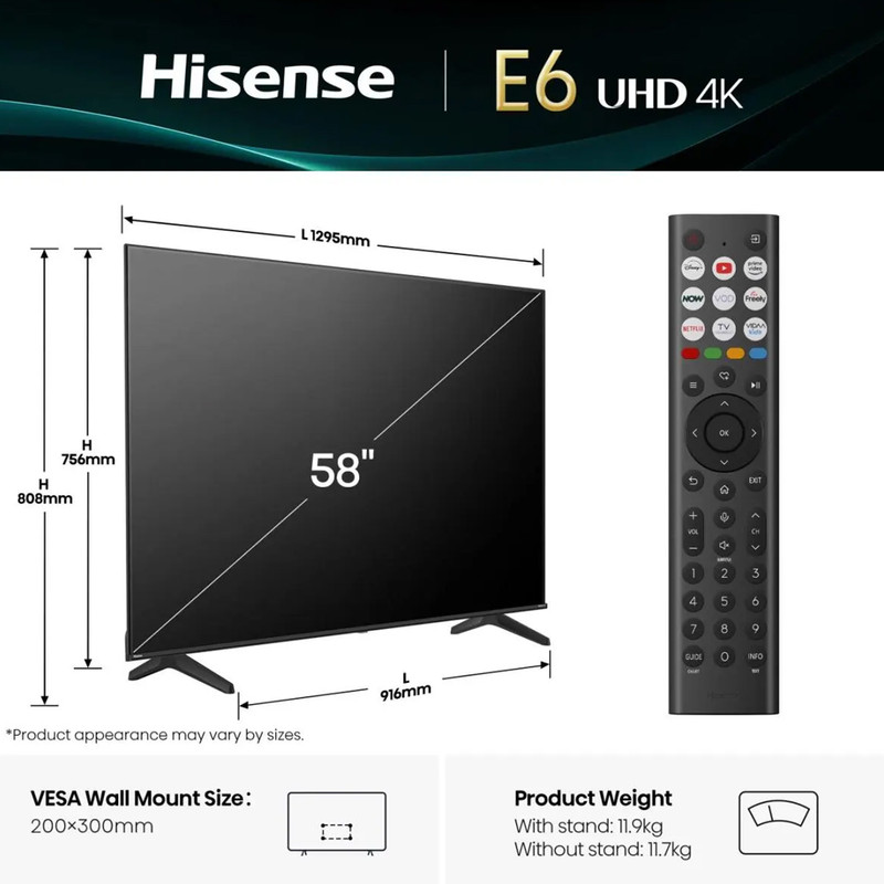 تلویزیون 58 اینچ ال ای دی هوشمند هایسنس مدل 58E6Q