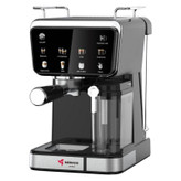 اسپرسوساز خانگی مباشی مدل ME-ECM2505، ظرفیت مخزن آب 1500 میلیلیتر، نیمه اتوماتیک با مصرف پودر قهوه، مناسب تهیه کافه لاته، فشار بخار 20 بار، با 1 نازل قهوه و صفحه نمایش لمسی
