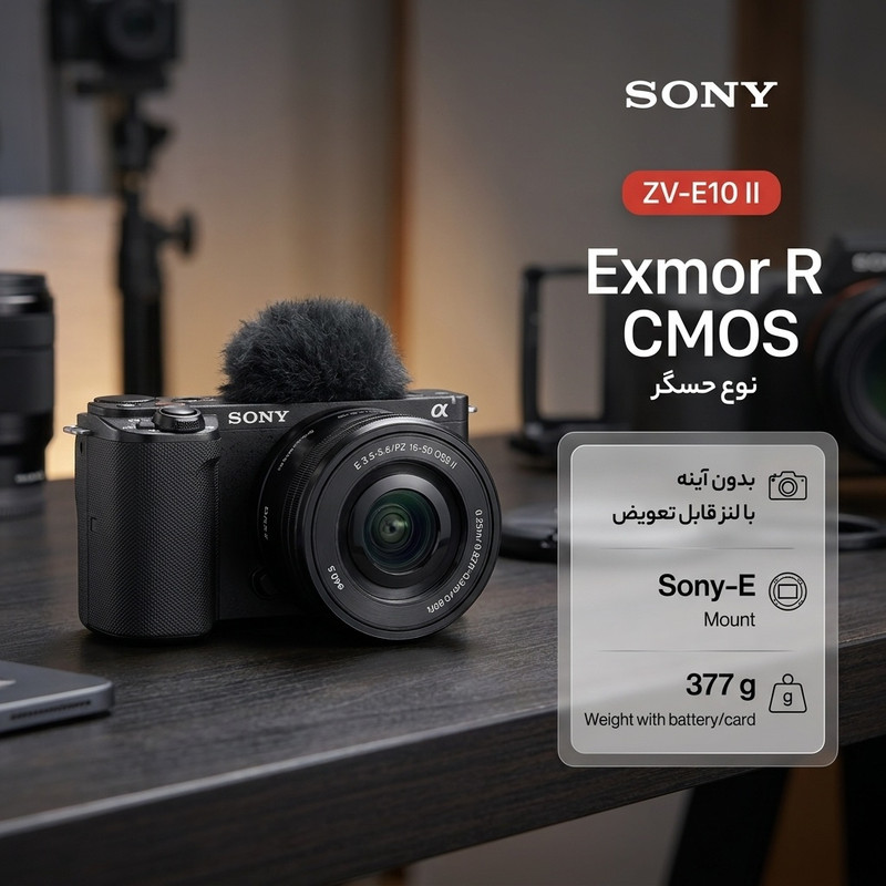 دوربین دیجیتال بدون آینه سونی مدل ZV-E10 II با لنز ۱۶-۵۰