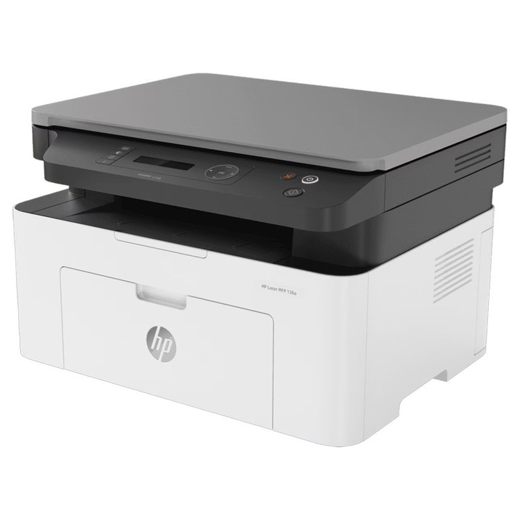پرینتر لیزری 3 کاره اچپی مدل Laser MFP 136w با قابلیت پرینت، اسکن و کپی، مجهز به اتصال Wi-Fi و USB