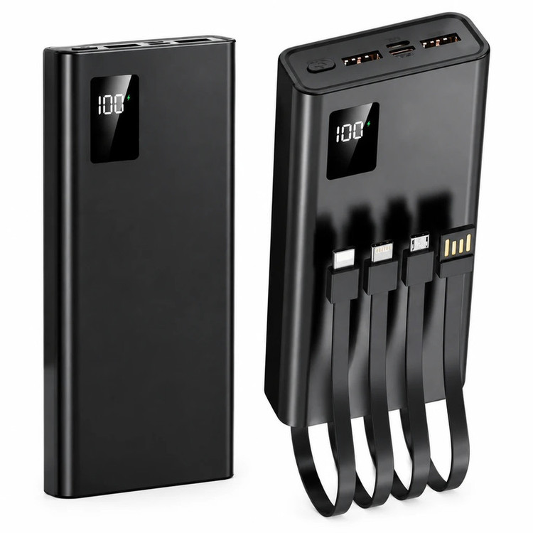 پاوربانک 22.5 وات مدلN-67 ظرفیت20 هزار میلی آمپر ساعت به همراه 4 کابل شارژ USB، USB-C، لایتنینگ و Micro USB